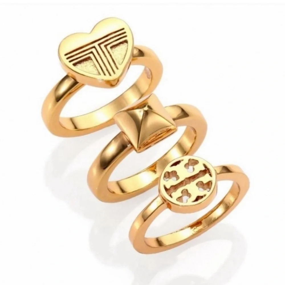🆕 Authentic Tory Burch Stackable Gold Rings Band Ring Size 7